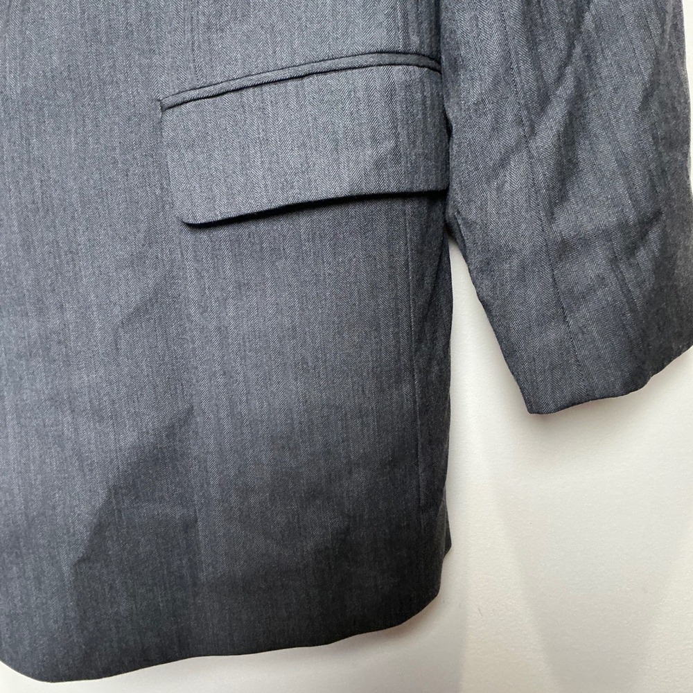 Jos. A. Bank Blazer Mens 46L Grey Herringbone 100% Wool Signature Sport Coat - Picture 2 of 7